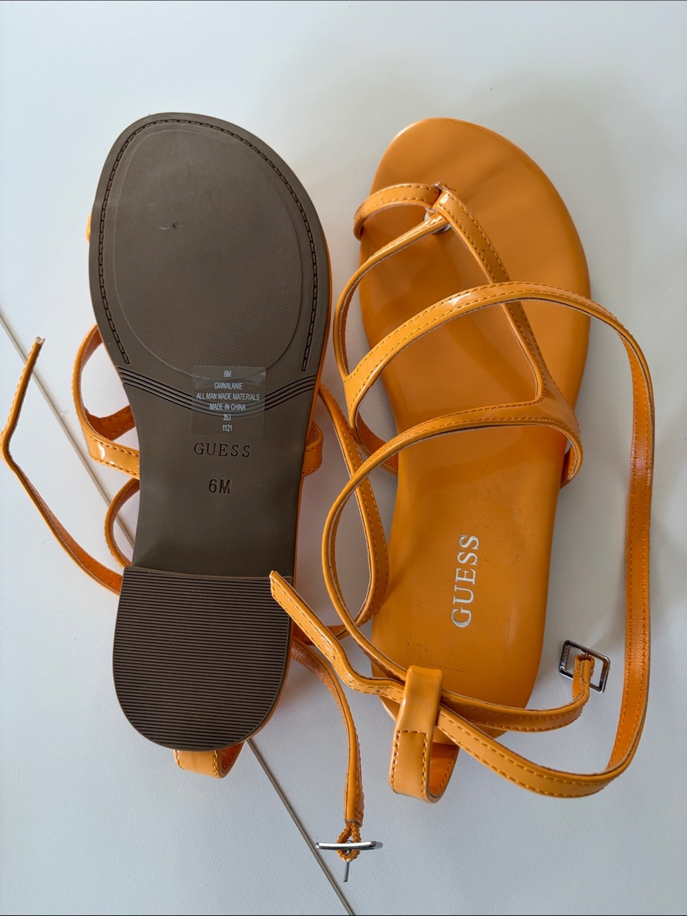 GUESS Women's Strappy Flat Sandals in Orange